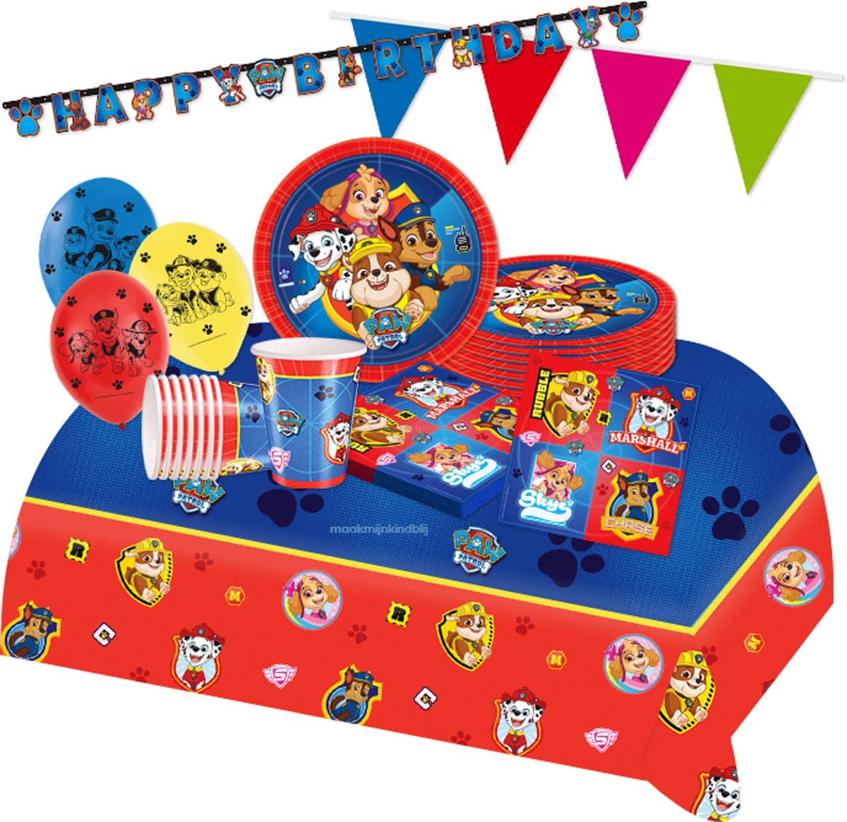 Paw Patrol feestpakket Deluxe | feestartikelen kinderfeest voor 8 kinderen